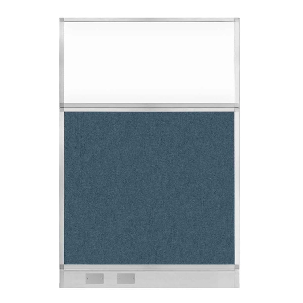 Hush Panel Cubicle Partition 4' x 6' W/ Window Caribbean Fabric Clear Window W/ Cable Channel